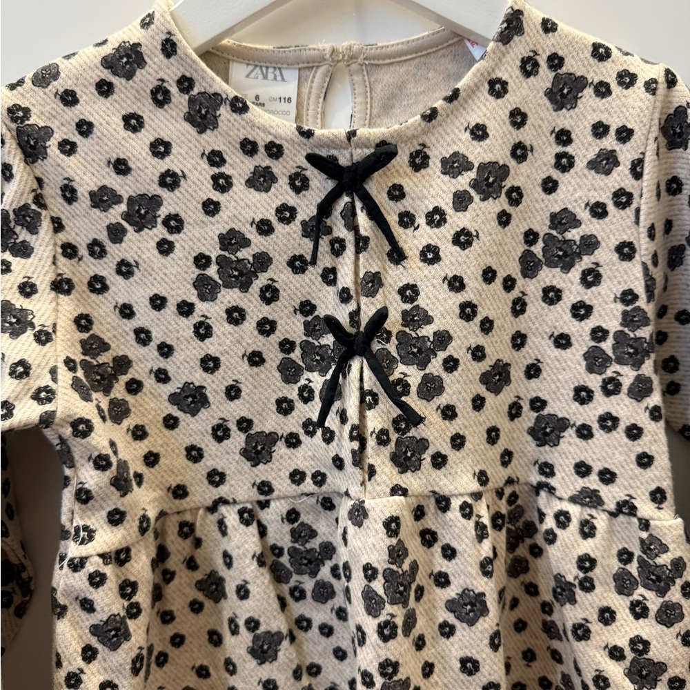 Zara Beige and Black Floral Dress - Picture 3 of 4
